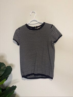 Philosophy Medium Striped Knit Top - Black & White with zipper back